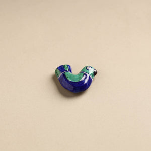 Blue & Green Bird - Original Blue Pottery Ceramic Fridge Magnet 03