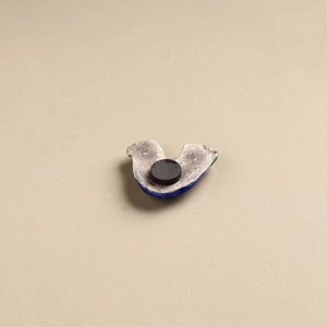 Blue & Green Bird - Original Blue Pottery Ceramic Fridge Magnet 03