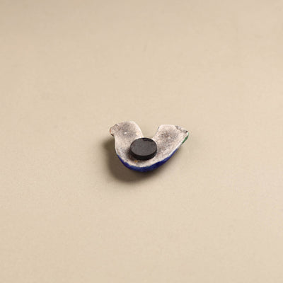 Blue & Green Bird - Original Blue Pottery Ceramic Fridge Magnet 03
