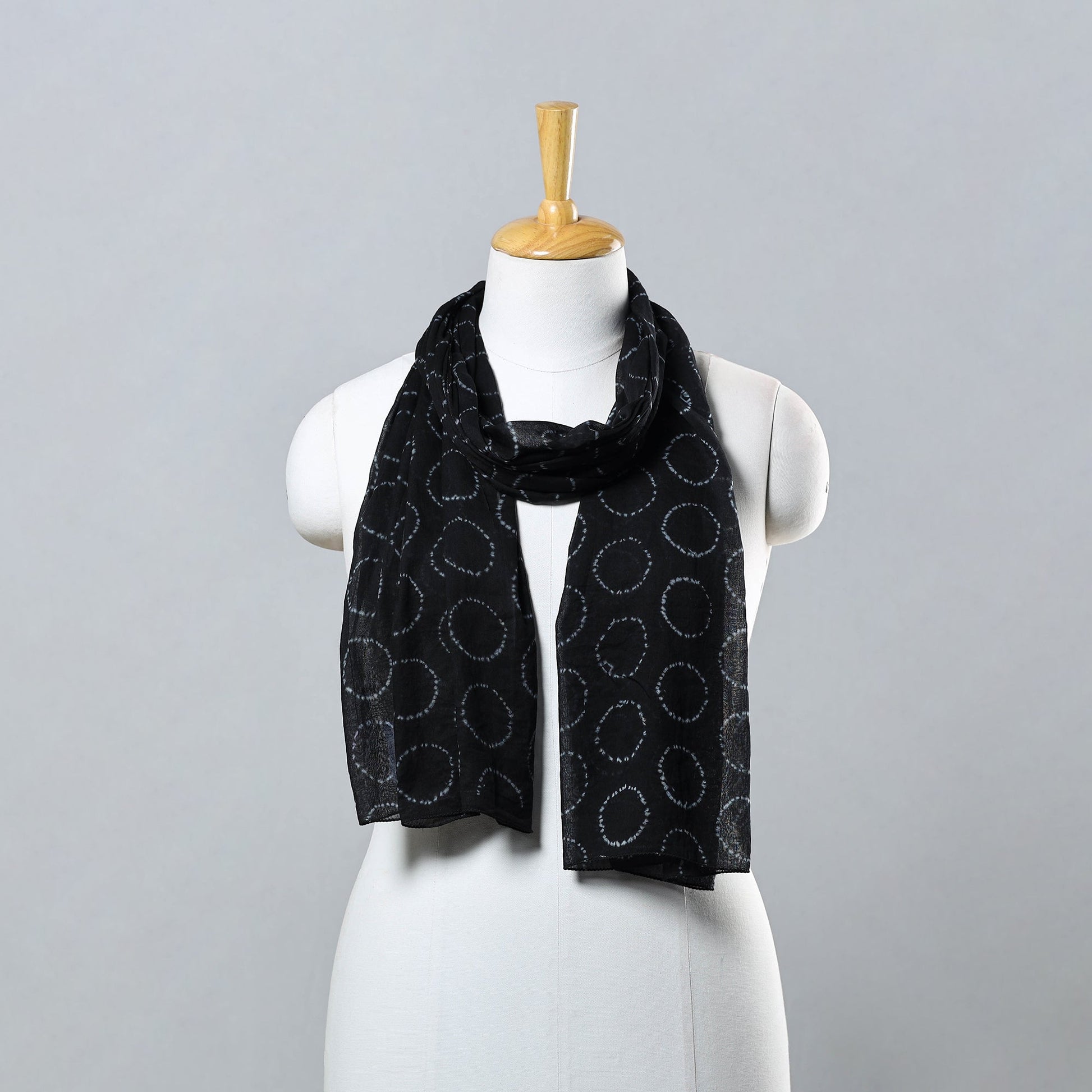 Black - Traditional Cotton Shibori Tie & Dye Stole 03