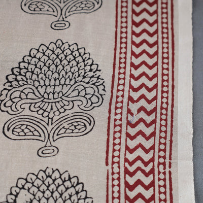 Beige - Bagh Print Handloom Chanderi Silk Fabric 05