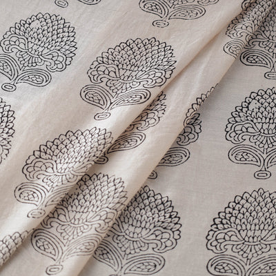 Beige - Bagh Print Handloom Chanderi Silk Fabric 05