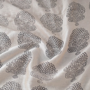 Beige - Bagh Print Handloom Chanderi Silk Fabric 05