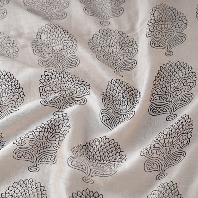 Beige - Bagh Print Handloom Chanderi Silk Fabric 05