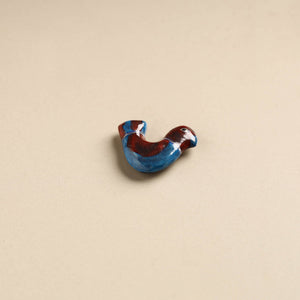 Blue & Red Bird - Original Blue Pottery Ceramic Fridge Magnet 05