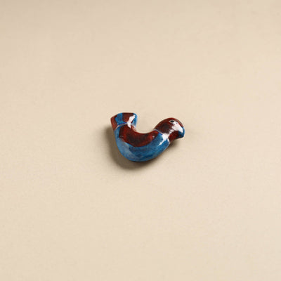 Blue & Red Bird - Original Blue Pottery Ceramic Fridge Magnet 05
