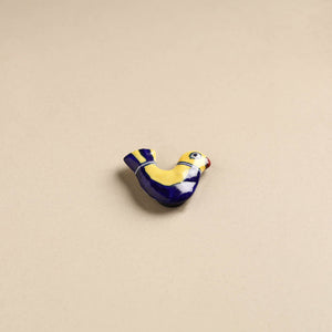 Blue & Yellow Bird - Blue Pottery Ceramic Fridge Magnet 06