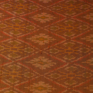 Brown - Handloom Raw Silk Pochampally Ikat Fabric 18