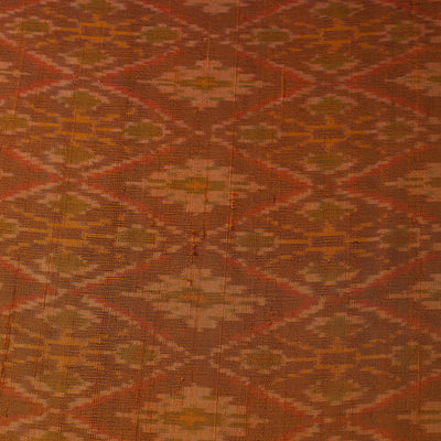 Brown - Handloom Raw Silk Pochampally Ikat Fabric 18