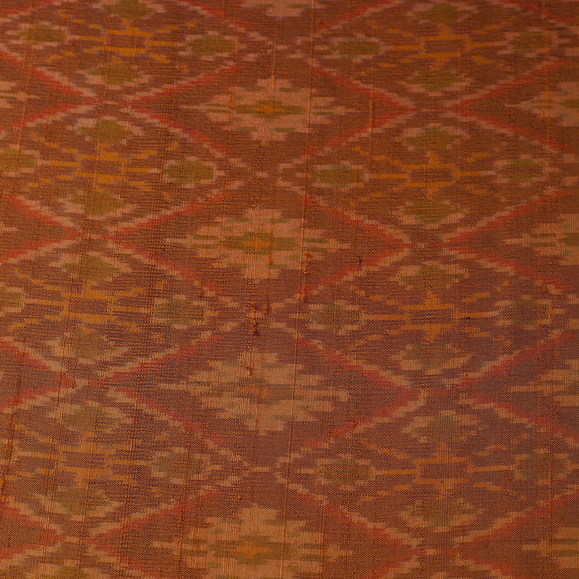 Brown - Handloom Raw Silk Pochampally Ikat Fabric 18