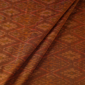 Brown - Handloom Raw Silk Pochampally Ikat Fabric 18