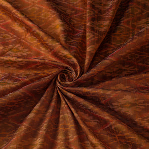 Brown - Handloom Raw Silk Pochampally Ikat Fabric 18