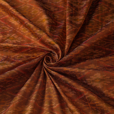 Brown - Handloom Raw Silk Pochampally Ikat Fabric 18