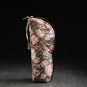 Brown - Sanganeri Block Printed Cotton 1L Water Bottle Cover