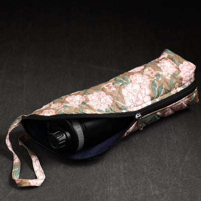 Brown - Sanganeri Block Printed Cotton 1L Water Bottle Cover