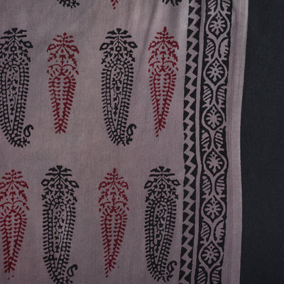 Brown - Bagh Block Printed Modal Silk Fabric