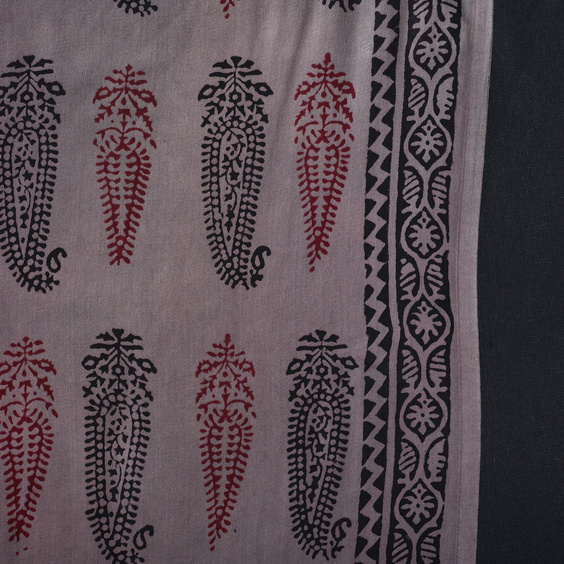 Brown - Bagh Block Printed Modal Silk Fabric