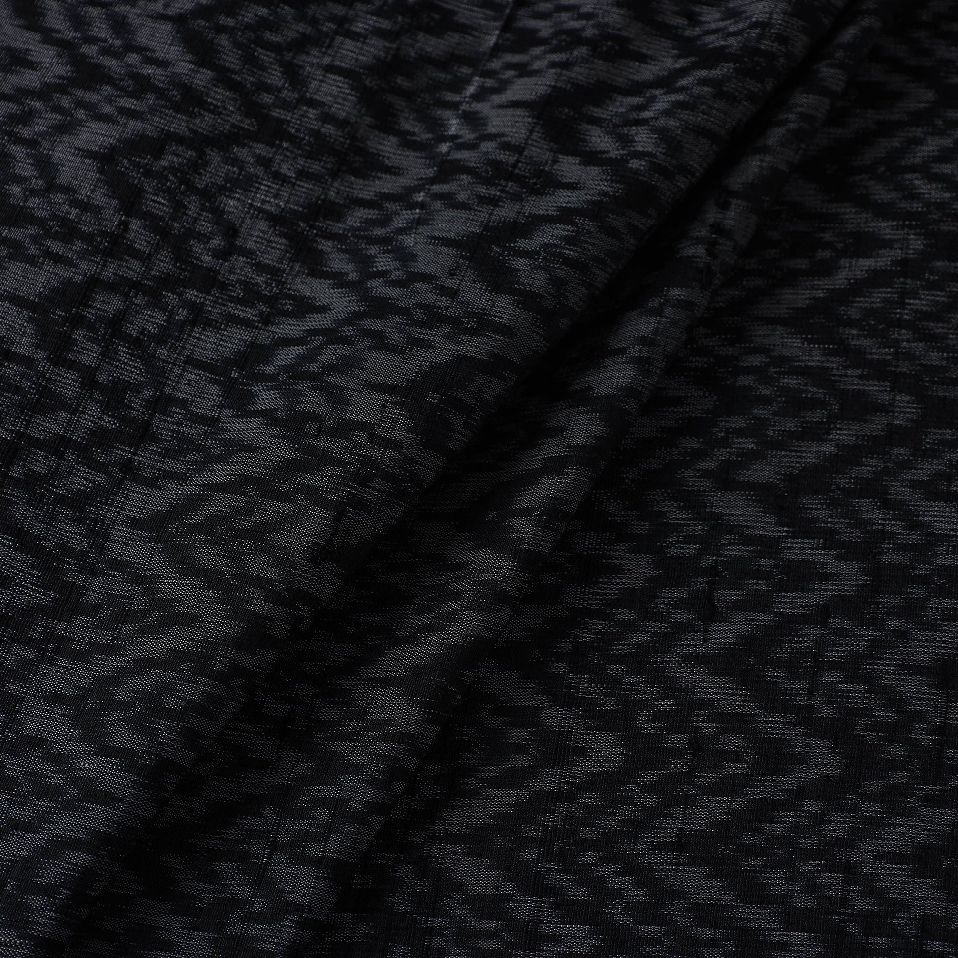 Black - Handloom Silk Pochampally Ikat Weave Fabric 20