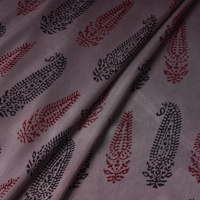 Brown - Bagh Block Printed Modal Silk Fabric