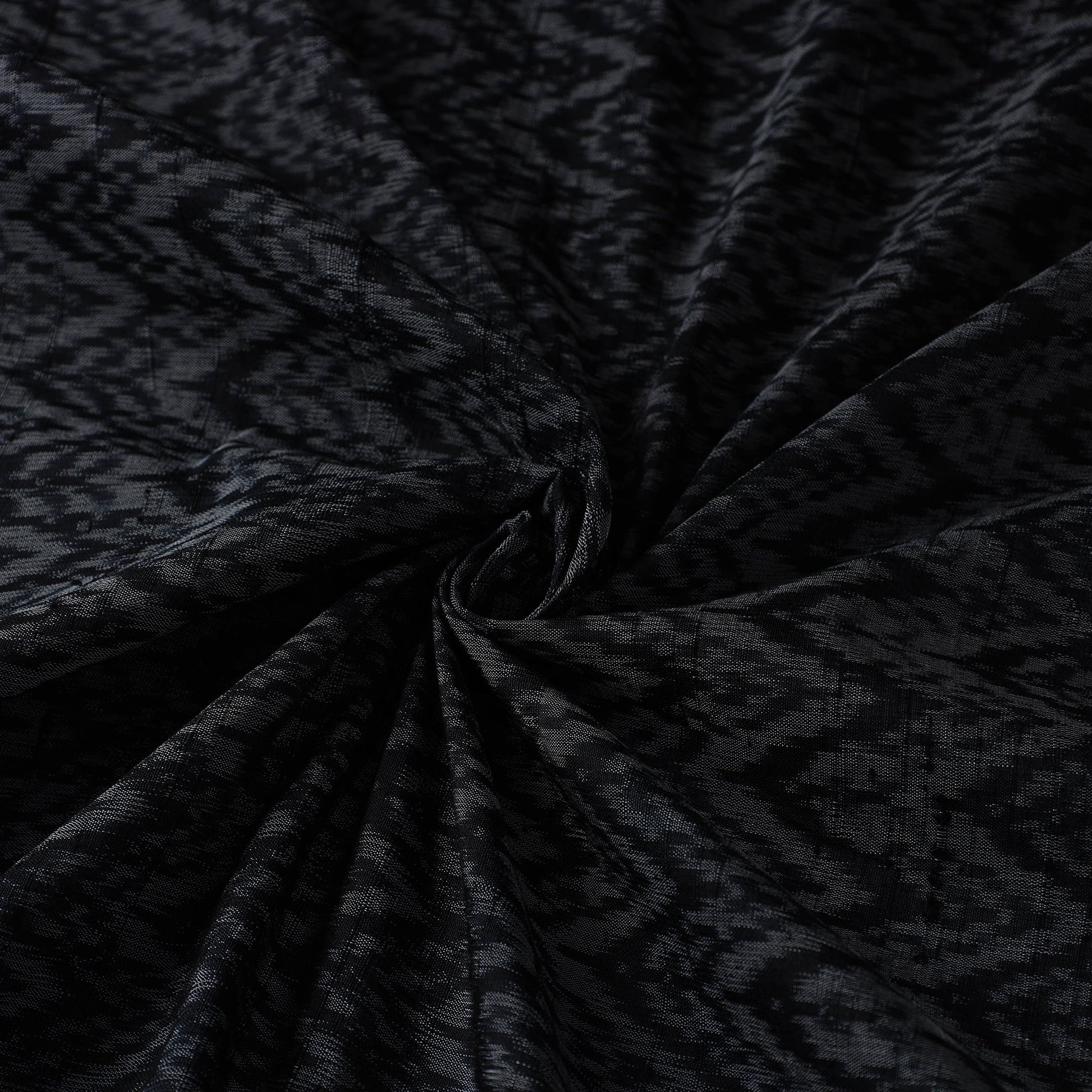 Black - Handloom Silk Pochampally Ikat Weave Fabric 20