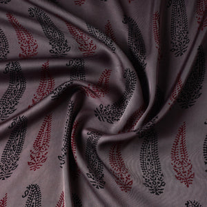 Brown - Bagh Block Printed Modal Silk Fabric