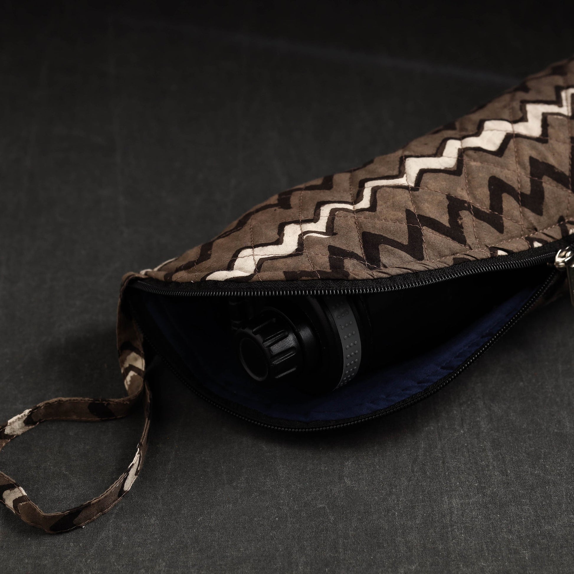 Brown - Pipad Block Printed Cotton 1L Water Bottle Cover