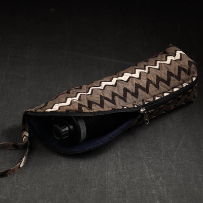 Brown - Pipad Block Printed Cotton 1L Water Bottle Cover