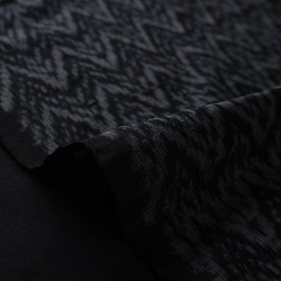 Black - Handloom Silk Pochampally Ikat Weave Fabric 20