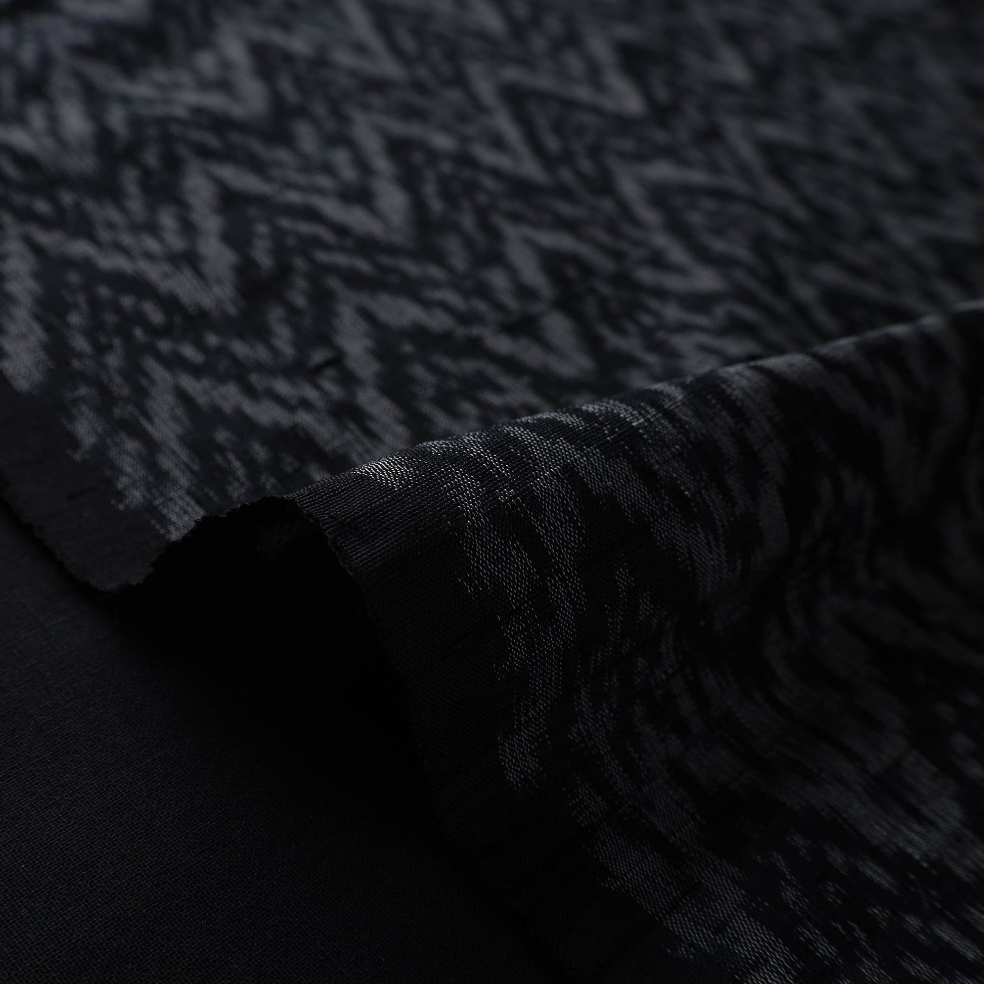 Black - Handloom Silk Pochampally Ikat Weave Fabric 20