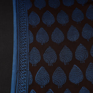 Blue - Bagh Block Printed Modal Silk Fabric