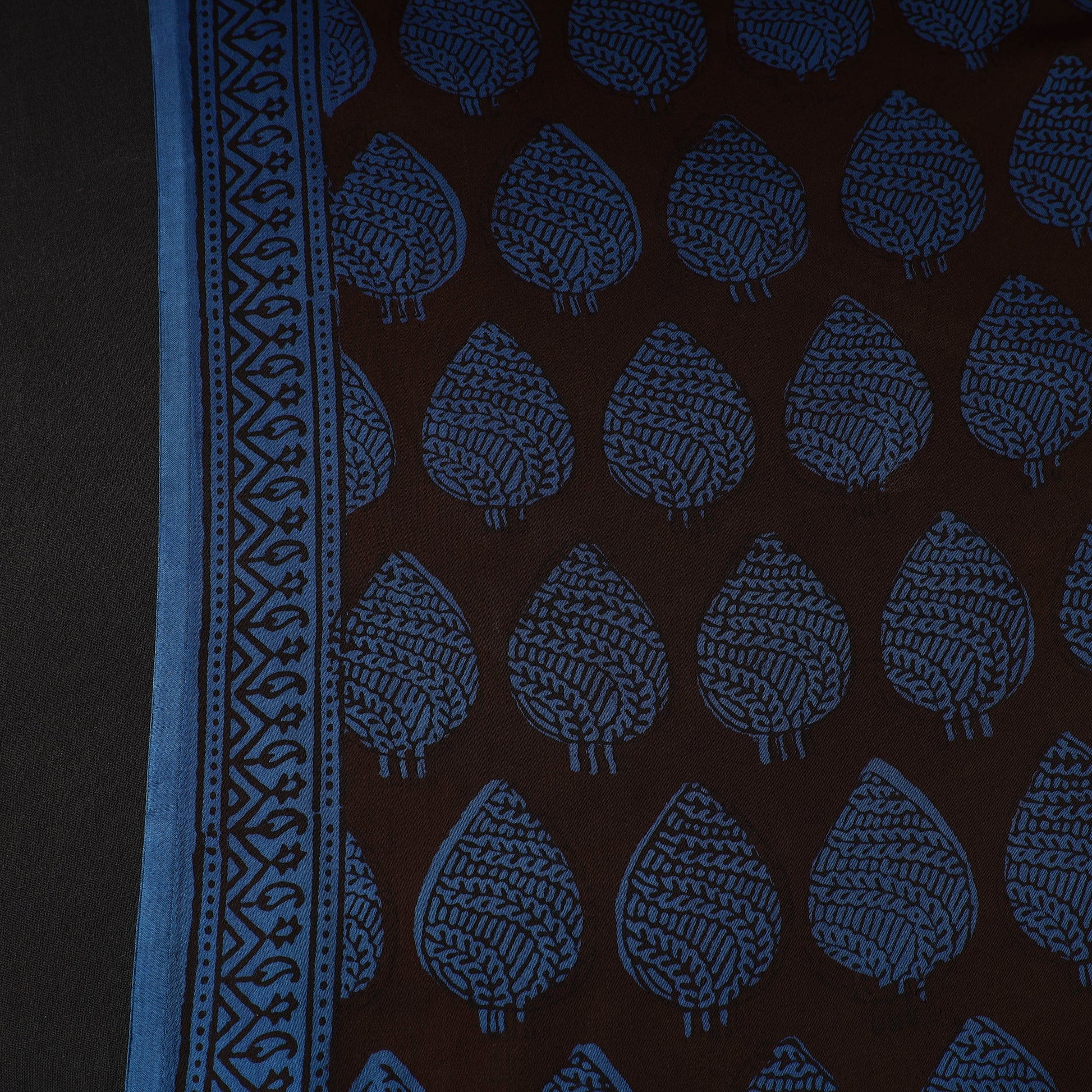 Blue - Bagh Block Printed Modal Silk Fabric