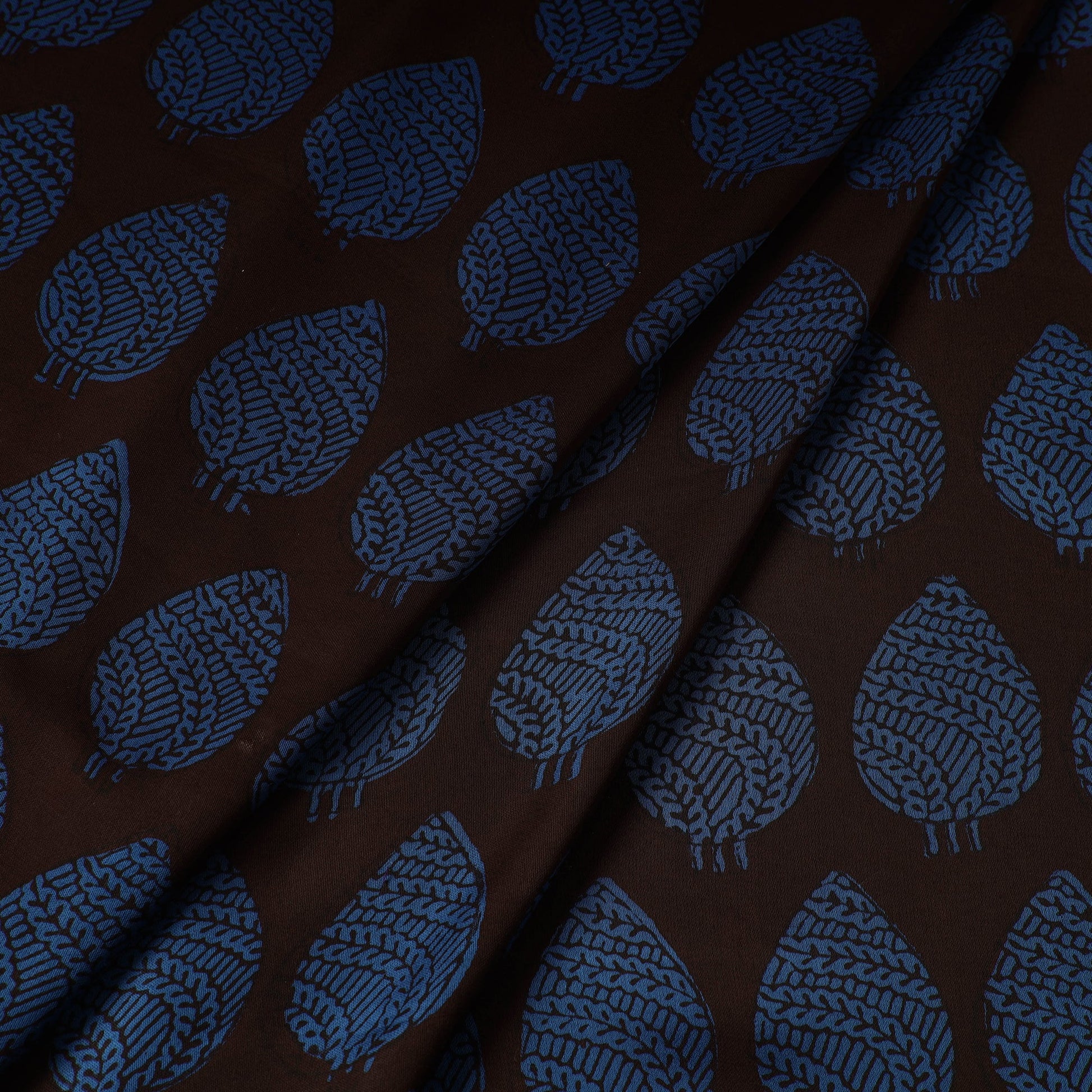 Blue - Bagh Block Printed Modal Silk Fabric