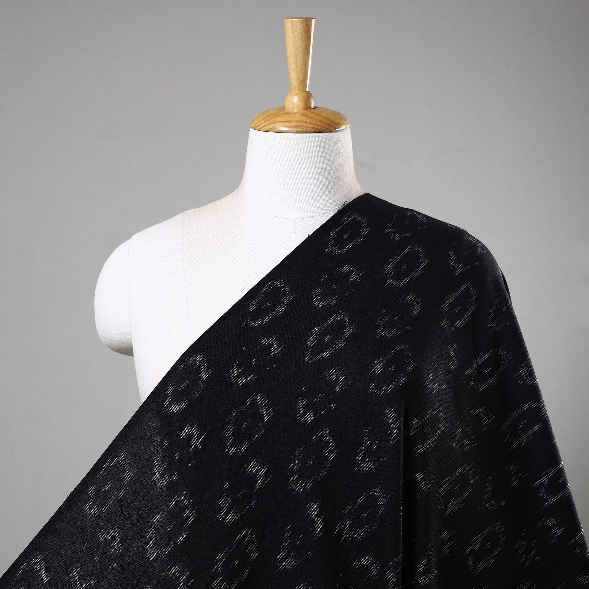 Black - Cotton Pochampally Ikat Fabric 04