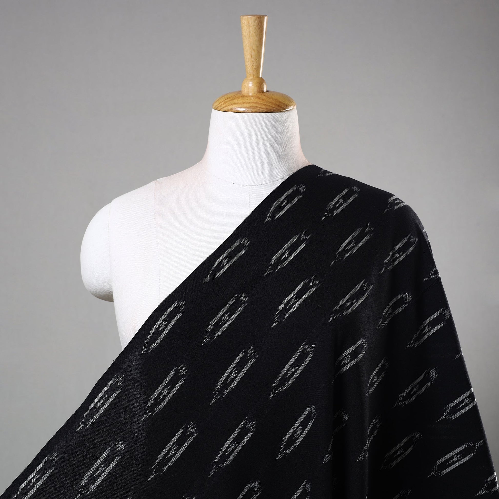 Black - Cotton Pochampally Ikat Weave Fabric 07