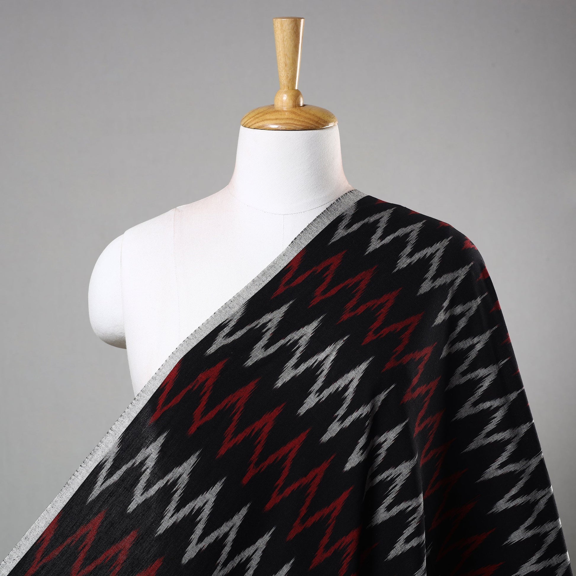 Black - Cotton Pochampally Ikat Weave Fabric 05