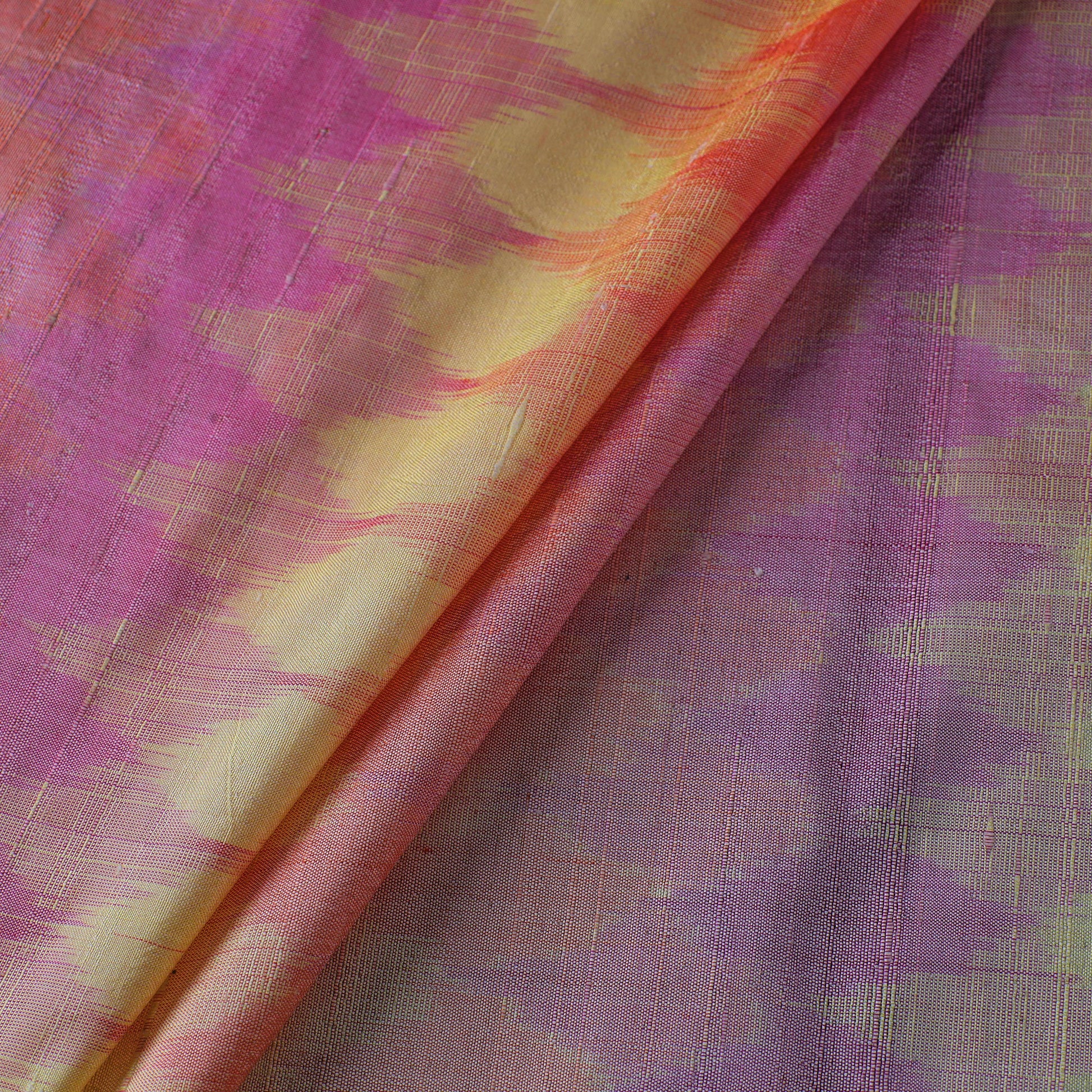 Multicolor - Pochampally Ikat Weave Handloom Pure Raw Silk Fabric 22