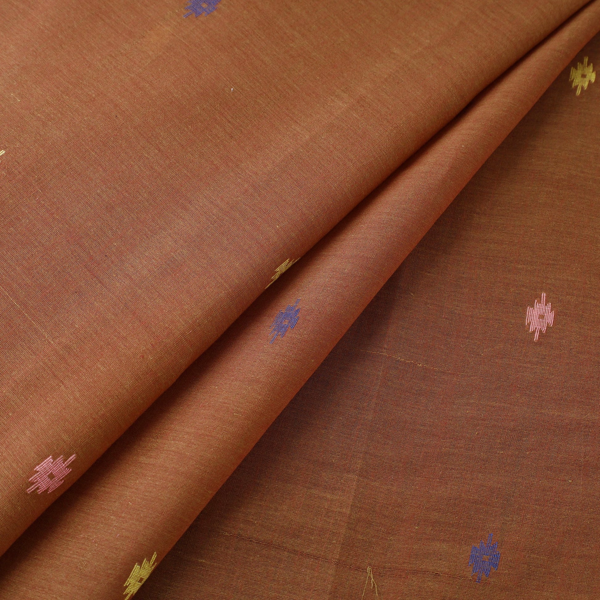 Brown - Phulia Jamdani Handloom Cotton Fabric 14