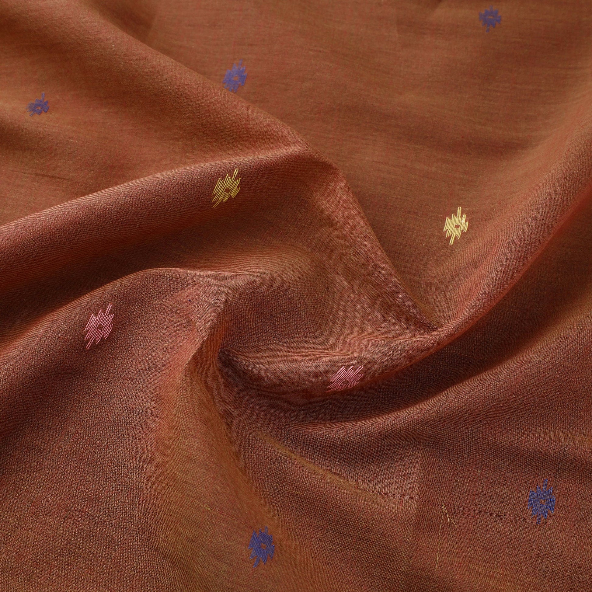 Brown - Phulia Jamdani Handloom Cotton Fabric 14