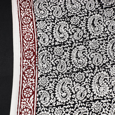 Black - Bagh Block Printed Modal Silk Fabric