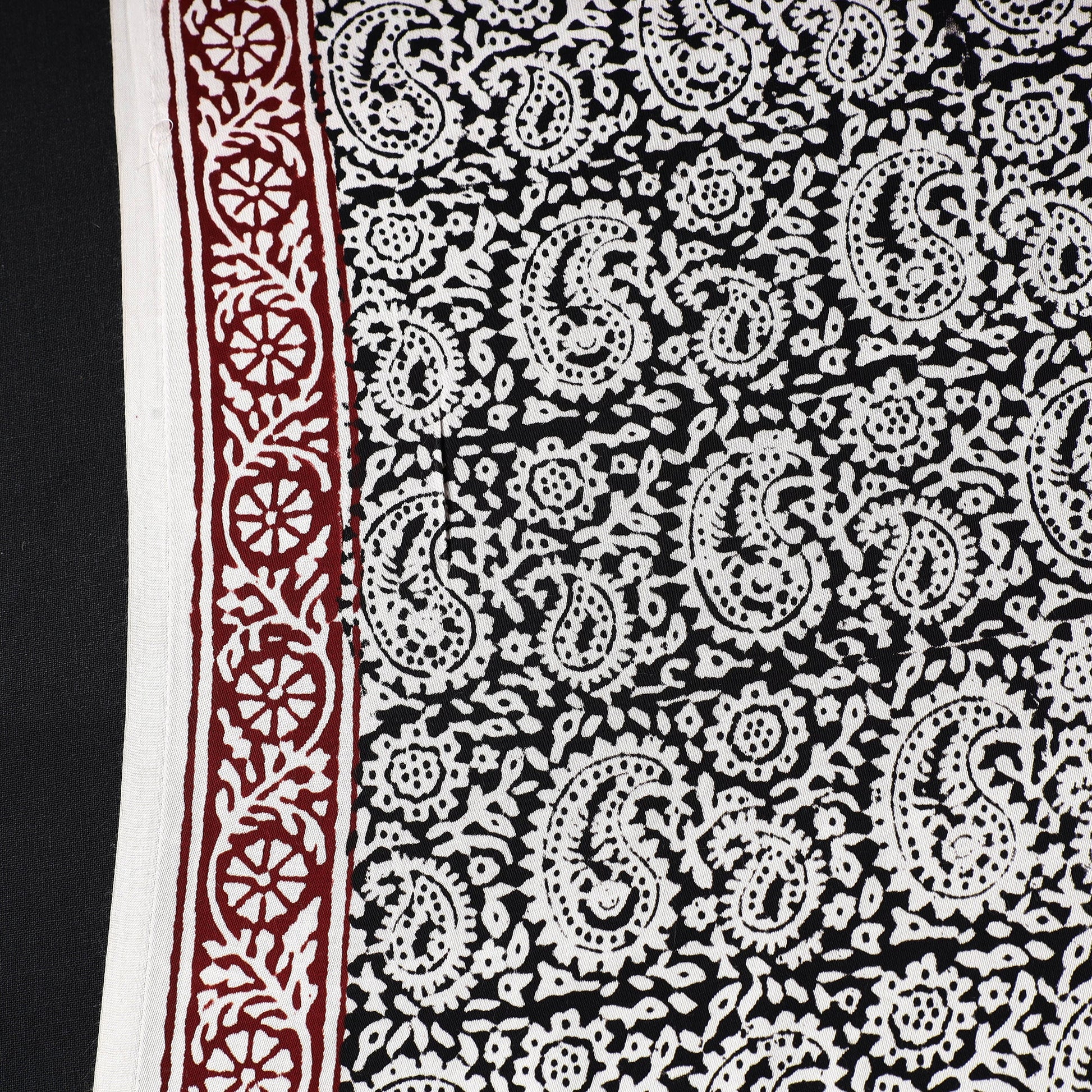 Black - Bagh Block Printed Modal Silk Fabric