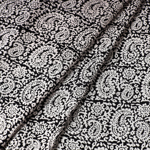 Black - Bagh Block Printed Modal Silk Fabric