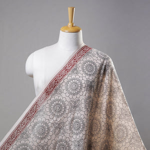 Beige - Bagh Print Handloom Chanderi Silk Fabric 03