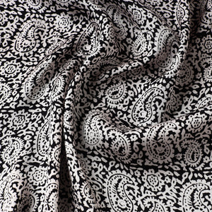 Black - Bagh Block Printed Modal Silk Fabric