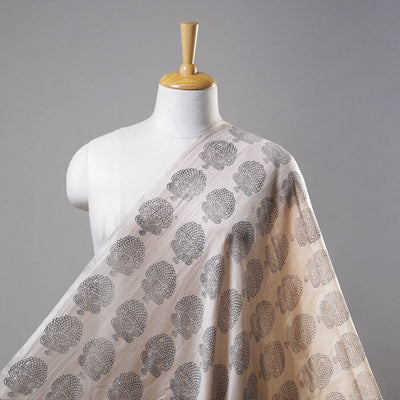 Beige - Bagh Print Handloom Chanderi Silk Fabric 05