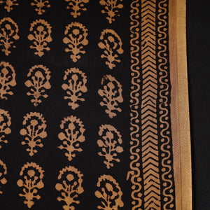Black - Bagh Block Printed Modal Silk Fabric