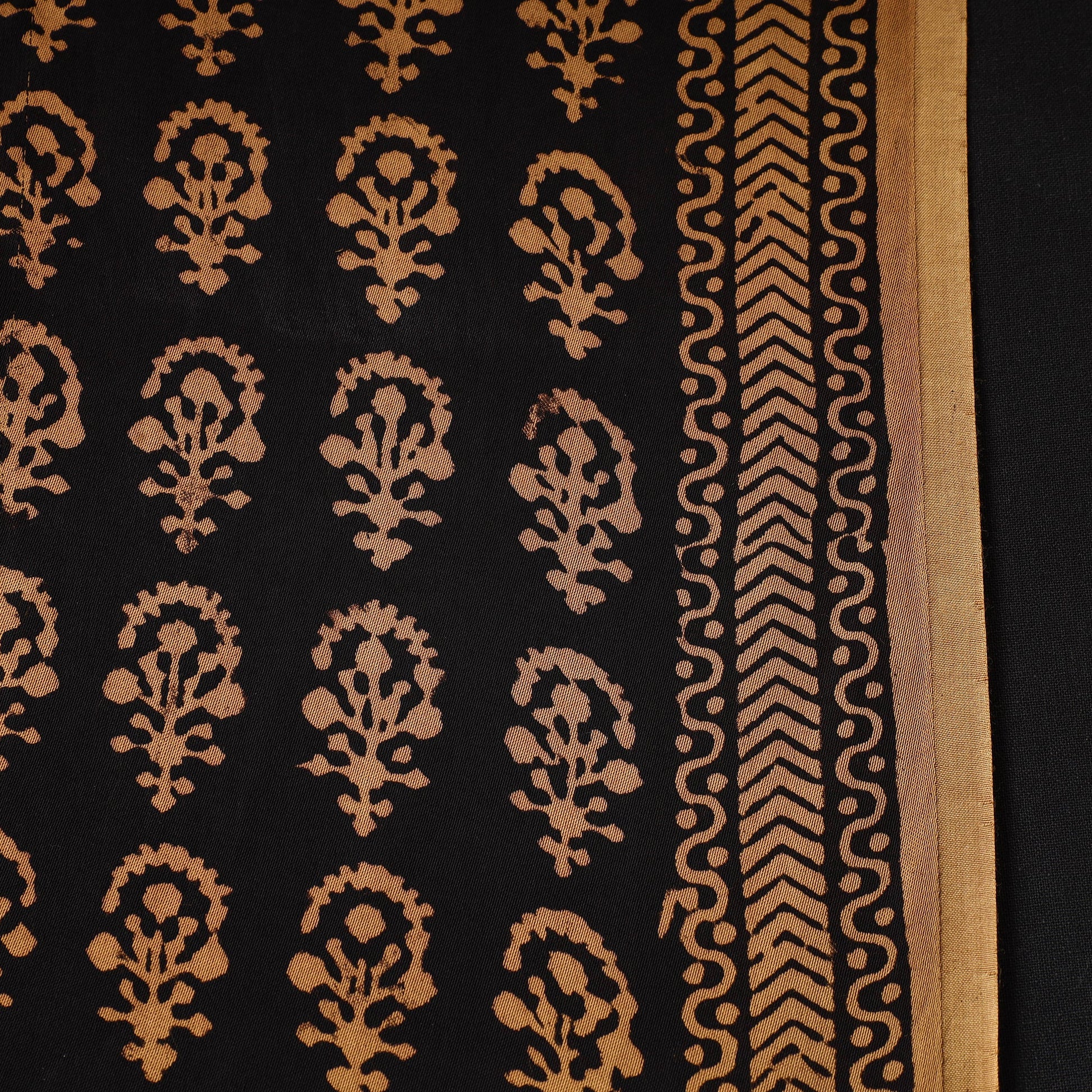 Black - Bagh Block Printed Modal Silk Fabric