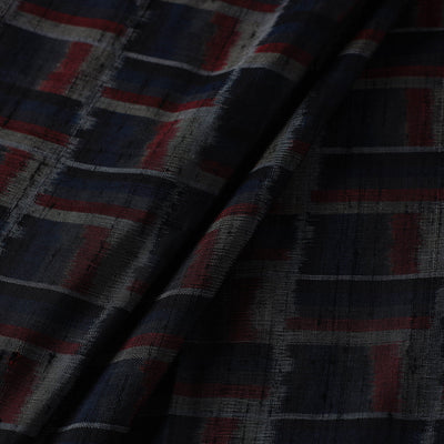 Black - Handloom Raw Silk Pochampally Ikat Fabric 29