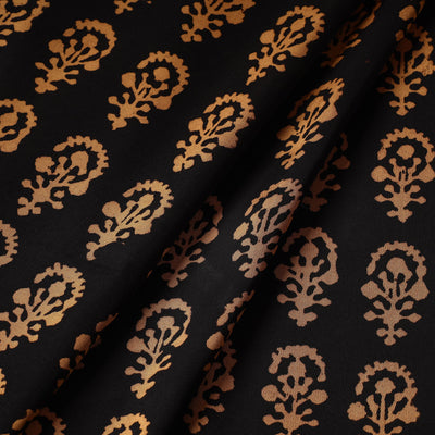 Black - Bagh Block Printed Modal Silk Fabric