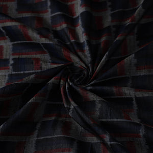 Black - Handloom Raw Silk Pochampally Ikat Fabric 29