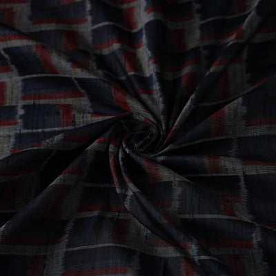 Black - Handloom Raw Silk Pochampally Ikat Fabric 29